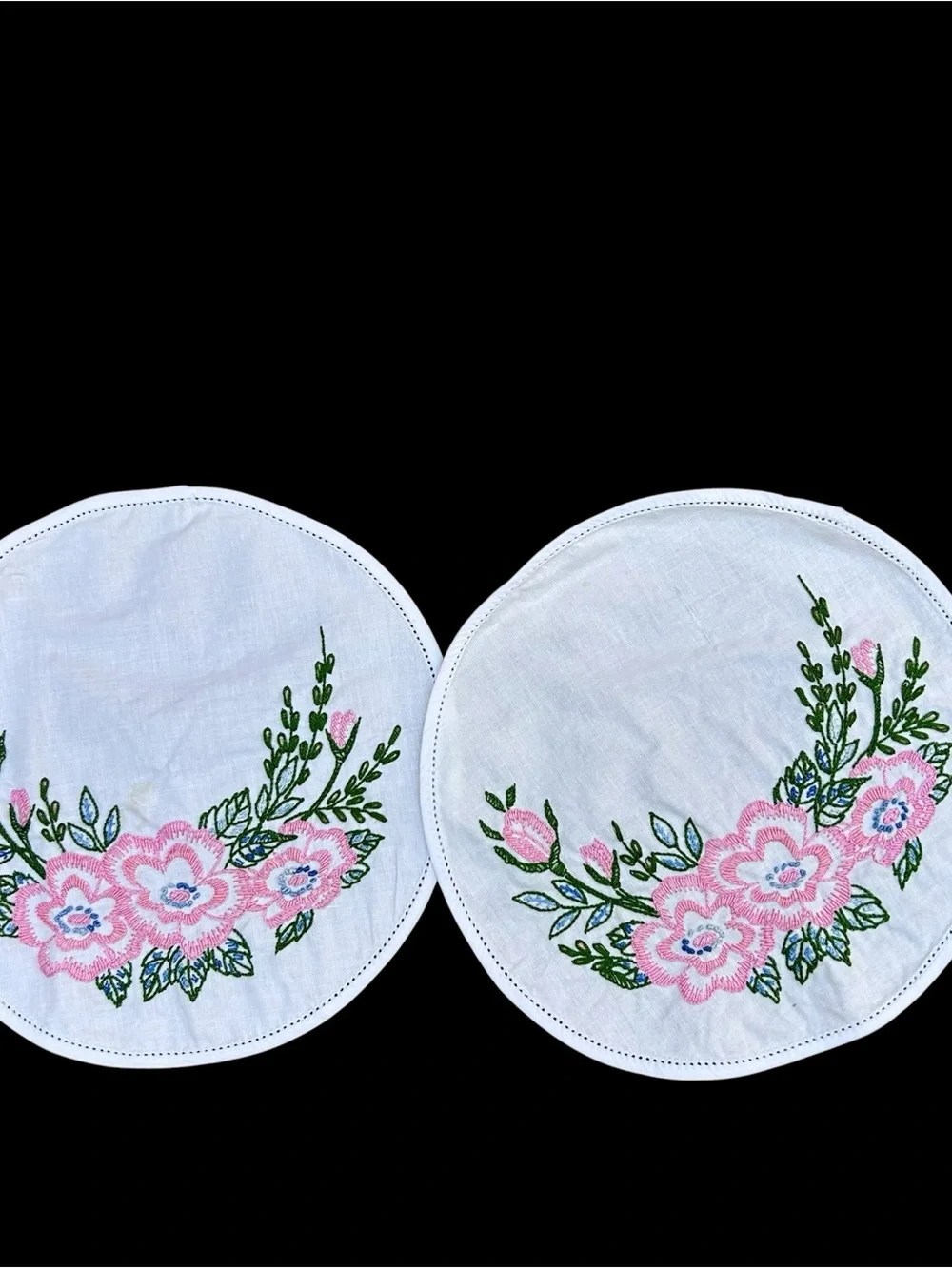 Vintage Set Hand-embroidered Runner & 2 Doilies